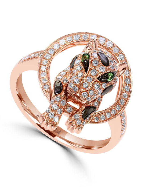 Effy 14K Rose Gold Diamond,Tsavorite Ring