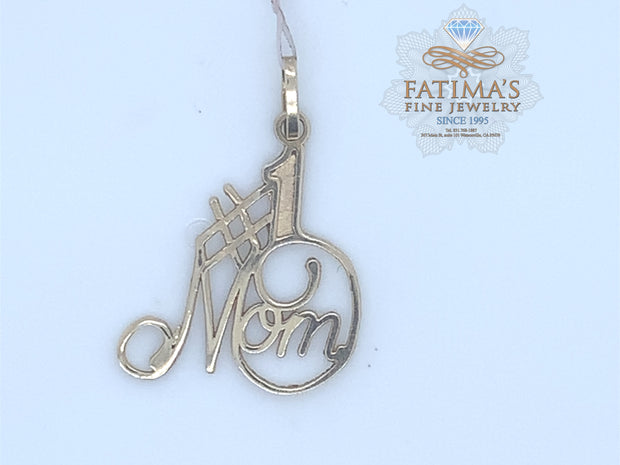 14K Yellow Gold  #1 MOM Heart