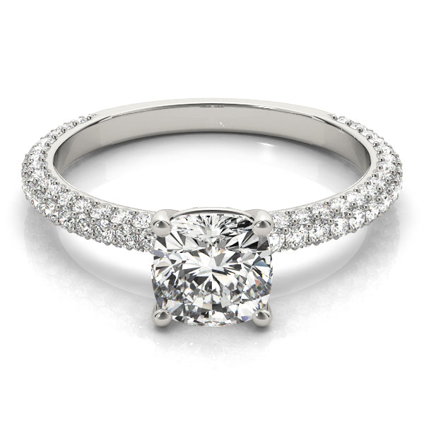 PAVE ENGAGEMENT RING WITH CUSHION HEAD