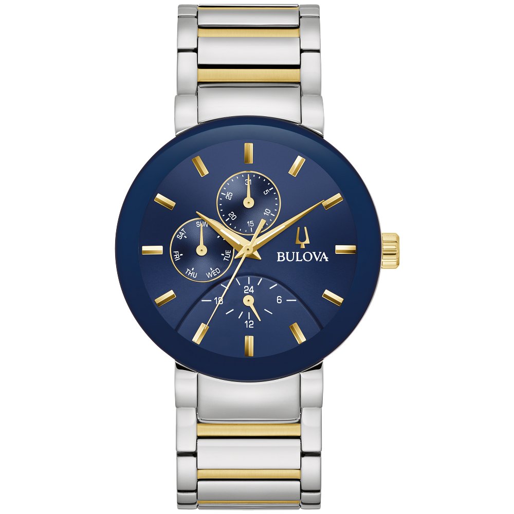 BULOVA 腕時計 Sutton ダイヤモンド 日本未発売 ブルー文字盤 Bulova Men's Gold Tone Stainless Steel Chronograph Diamond