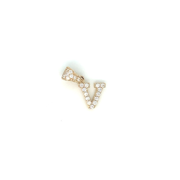 14 K Gold Letter V Pendant