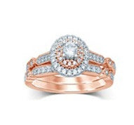 14 Karat Rosé Two Piece Bridal Set Diamond Engagement Rings .50 Ct