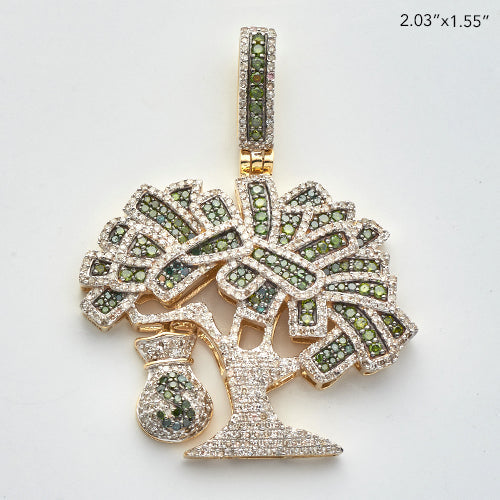10KY 3.25CTW GREEN AND WHITE DIAMOND MONEY TREE
