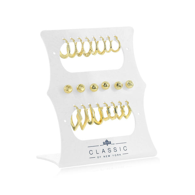 14K Yellow Gold Earrings on a Display - 11 Sets