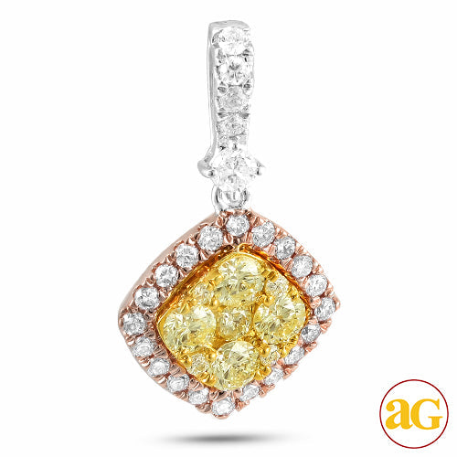 14KW+R 0.75CTW FANCY YELLOW & NATURAL PINK DIAMOND