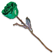 Lacquer Dipped Copper Trim Turquoise Green Rose