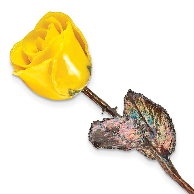 Lacquer Dipped Copper Trim Yellow Rose