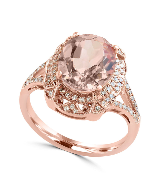 Effy 14K Rose Gold Diamond and Morganite Ring