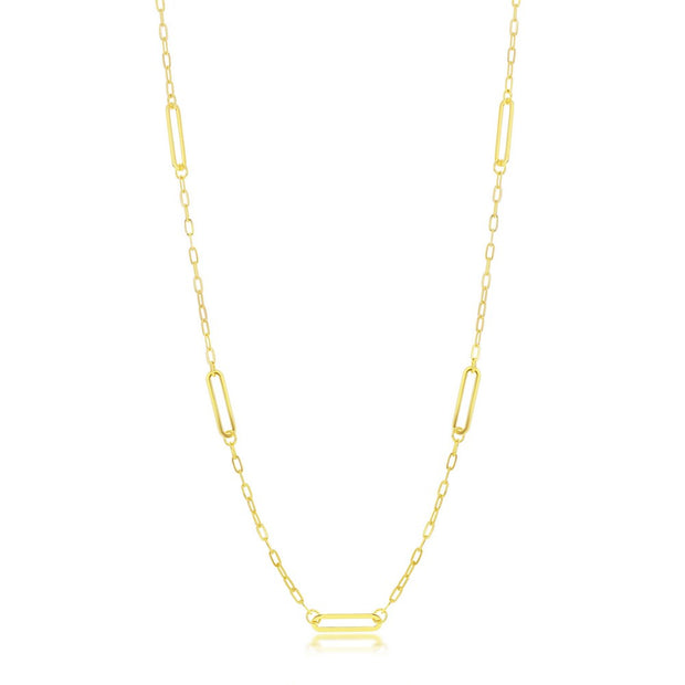 Sterling Silver Paperclip by the Yard Necklace - Gold Plated