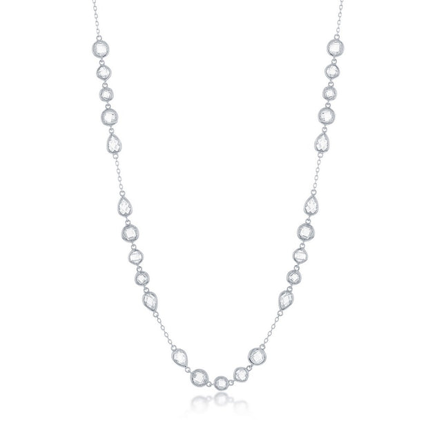 Sterling Silver Multi-Shaped CZ Necklace