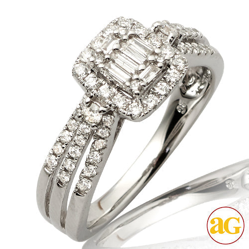 14KW 0.60CTW BAGUETTE DIAMOND SWUARE HEAD RING W/H