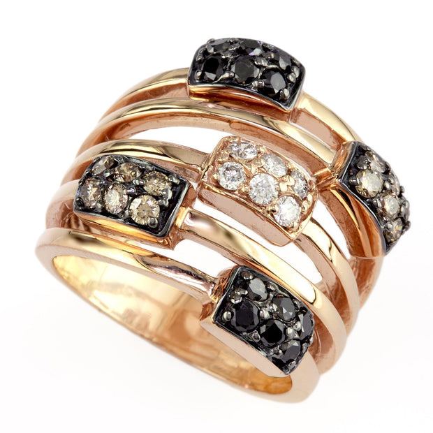 Effy 14K Rose Gold Diamond,Black Diamond,Espresso Diamond, Ring