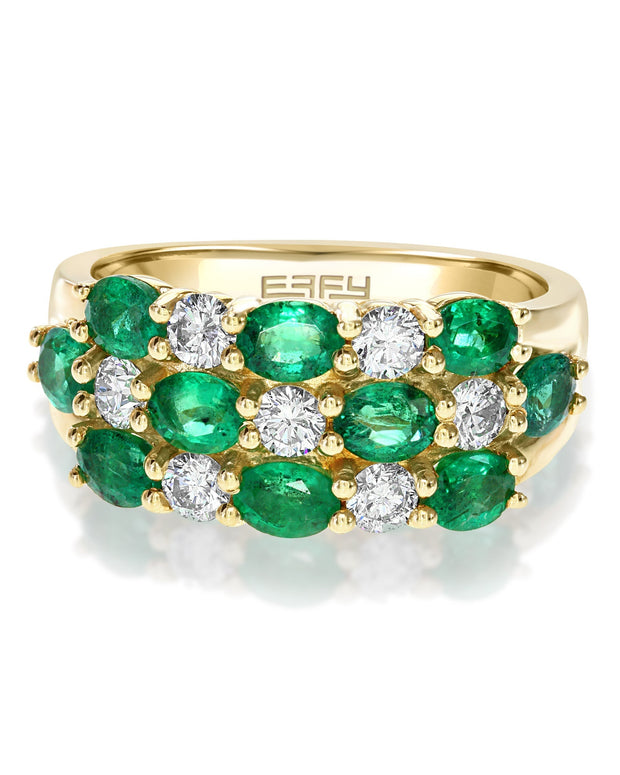 Effy 14K Yellow Gold Diamond,Natural Emerald Ring