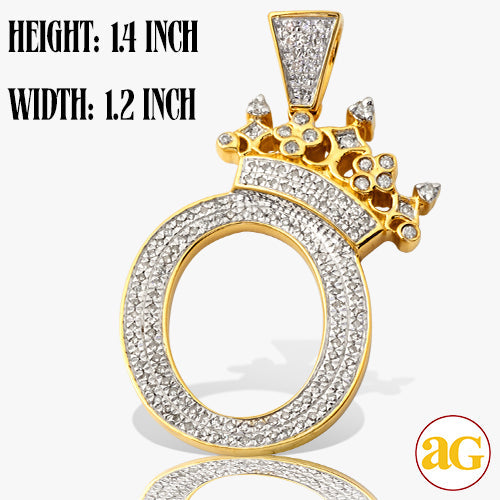 10KY 0.45CTW DIAMOND INITIAL WITH CROWN PENDANT -
