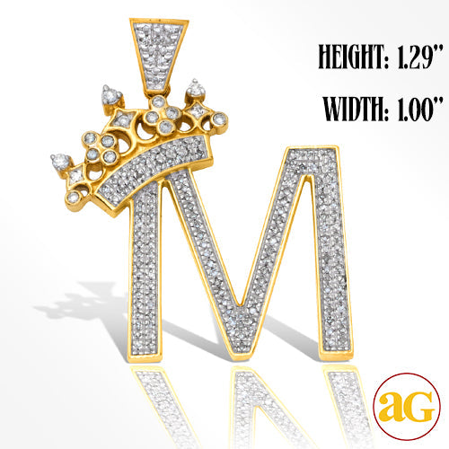 10KY 0.50CTW DIAMOND INITIAL WITH CROWN PENDANT -