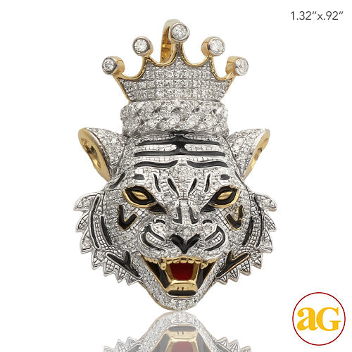 10KY 0.80CTW MICROPAVE DIAMOND TIGER WITH CROWN