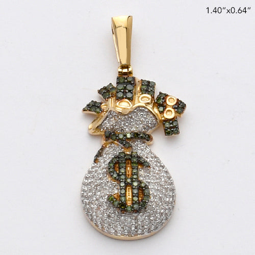 10KY 1.10CTW GREEN AND WHITE DIAMOND MONEYBAG