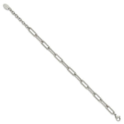Stainless Steel Polished Paperclip 7in w/1.25in ext Bracelet