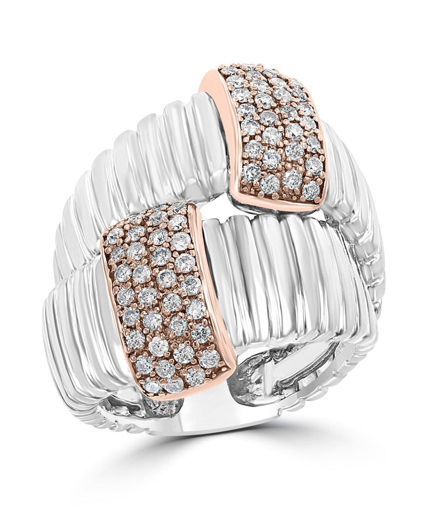 Effy  14K Rose Gold and Silver Diamond Ring