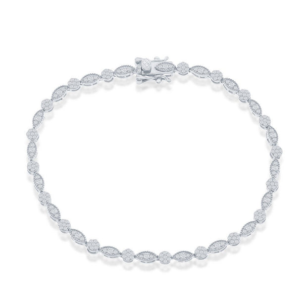 Sterling Silver Round & Marquise CZ Tennis Bracelet