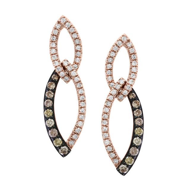 Effy 14K Rose Gold Diamond,Espresso Diamond, Earrings