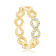 Sterling Silver Alternating CZ & Polished Infinity Ring - Gold Plated