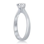 Sterling Silver, 5mm Round Solitaire CZ 6-prong Engagement Ring