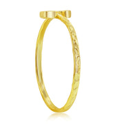 Sterling Silver 'S' Initial Hammered Band Ring - Gold Plated