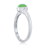 Sterling Silver 6MM Round Jade Solitaire Ring