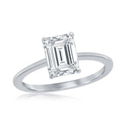 Sterling Silver Four-Prong 8mm Emerald-Cut Engagement Ring