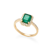 Effy 14K Yellow Gold Diamond, Natural Emerald Ring