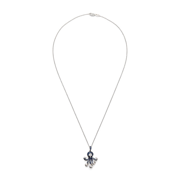 Effy 14K White Gold Diamond, Black Diamond, Natural Sapphire Pendant